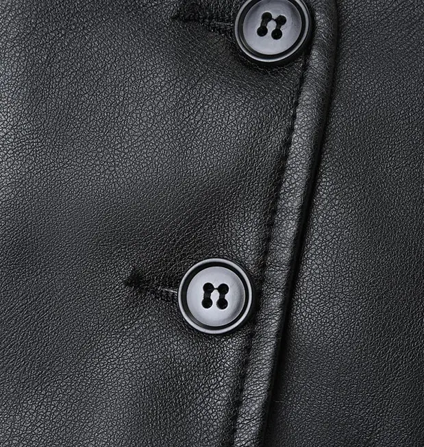 Single-Breasted Faux Leather Waistcoat