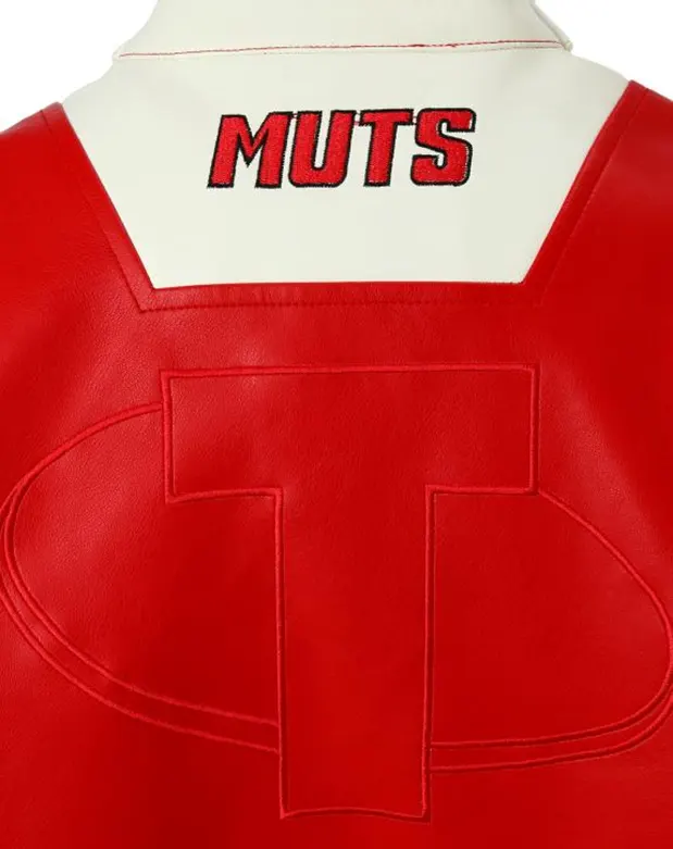 Embroidered Red and Black Color Block Racing Jacket