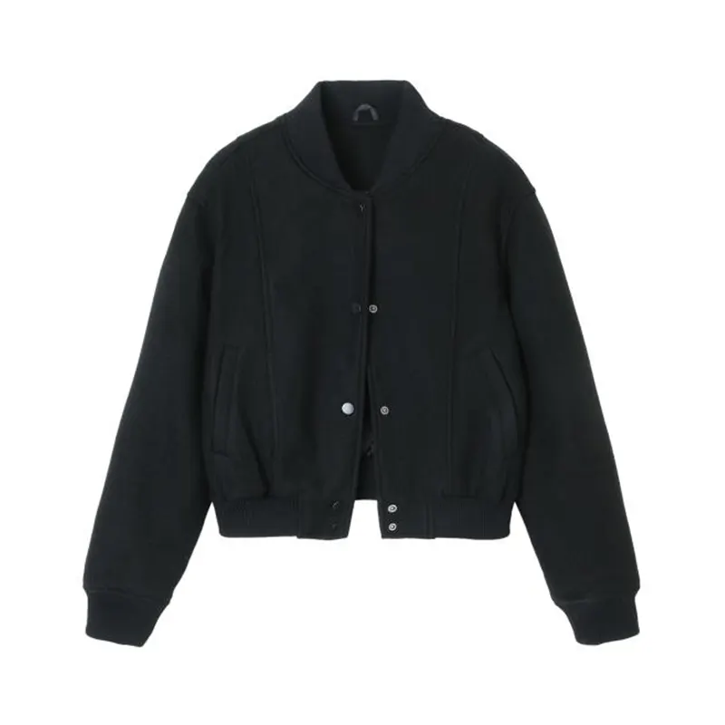 Damska wełniana kurtka Varsity ze stójką w stylu vintage